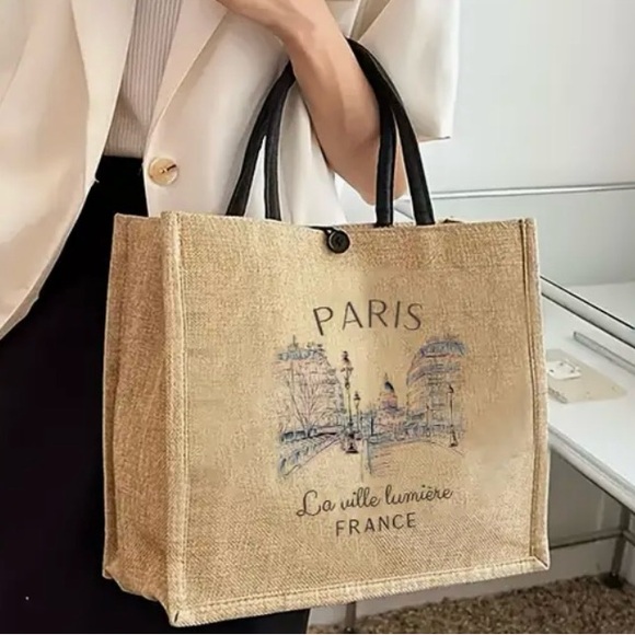 Unbranded Handbags - Paris “City of Light” Beige Tote Bag
